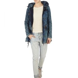 [S] Khujo Bleached parka with Hoodie in Tie Dye denim blue